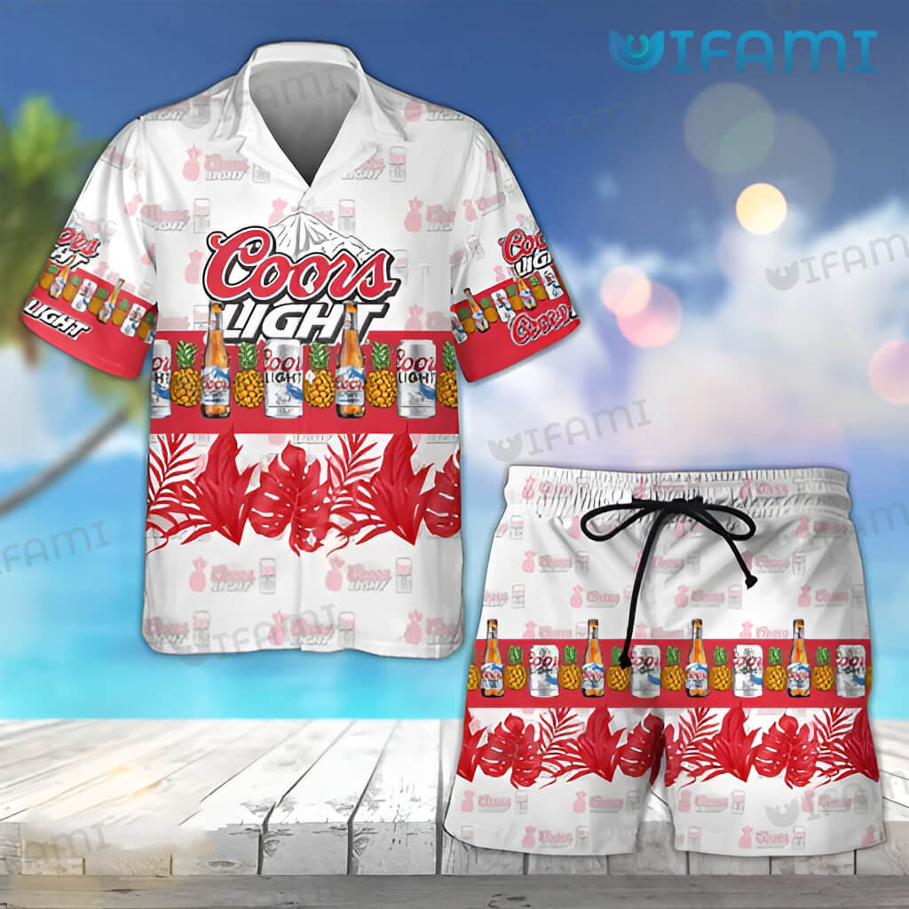 Funny Coors Light Pineapple Can Bottle Hawaiian Shirt Beer Lovers Gift