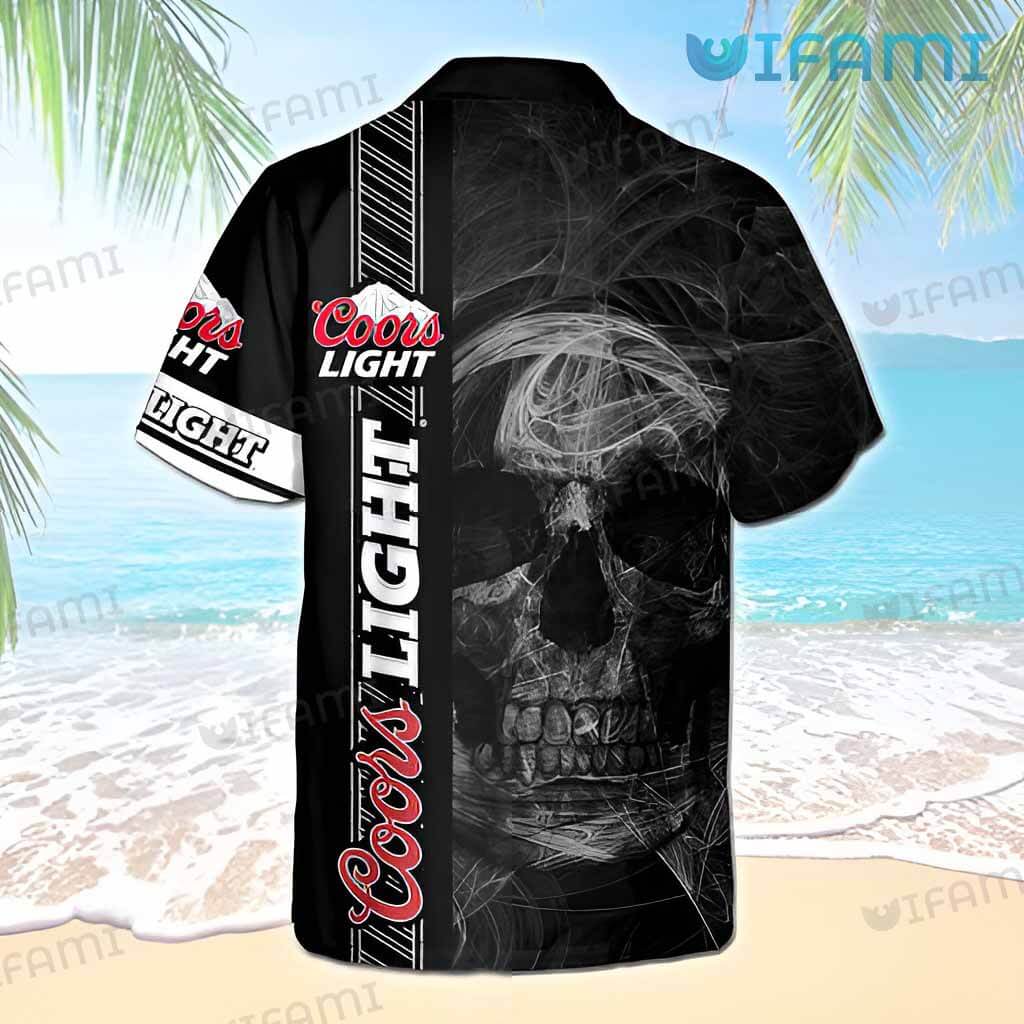 Coors Light Hawaiian Shirt Skull Smoke Beer Lovers Gift