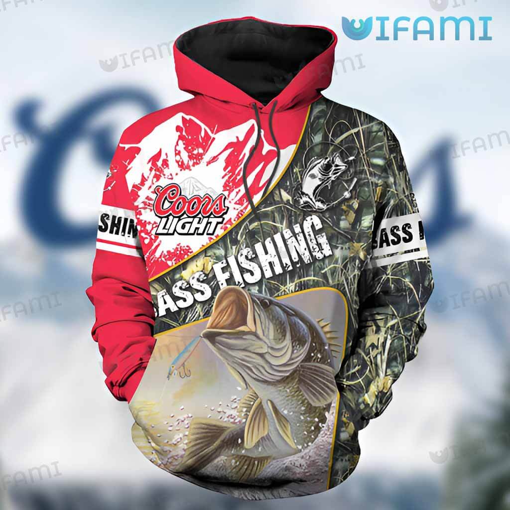 Cool Coors Light 3D Bass Fishing Hoodie Beer Lovers Gift