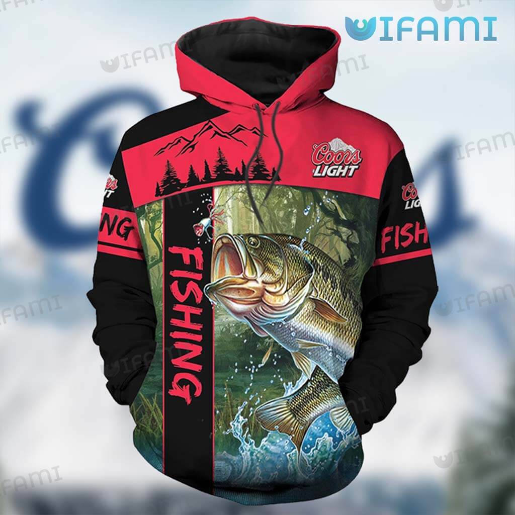 Funny Coors Light  3D Fishing On The River Hoodie Gift For Beer Lovers