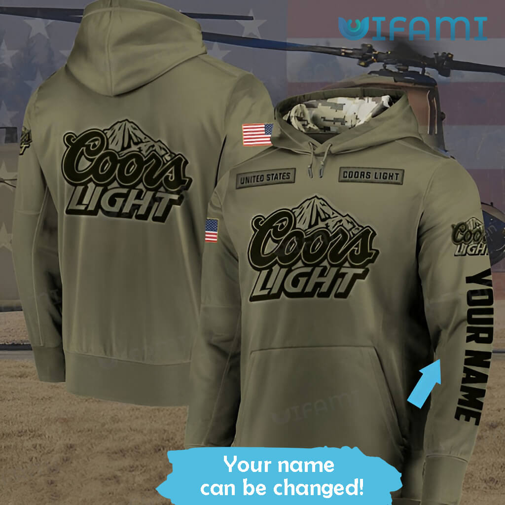 Vintage Coors Light 3D Personalized US Army Hoodie Beer Lovers Gift