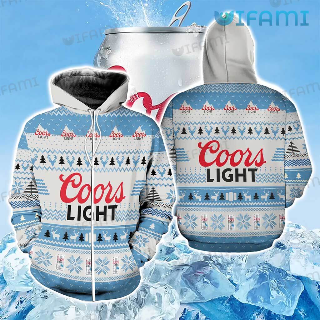 Coors Light Hoodie 3D Reindeer Pattern Beer Lovers Gift - Personalized Gifts:  Family, Sports, Occasions, Trending