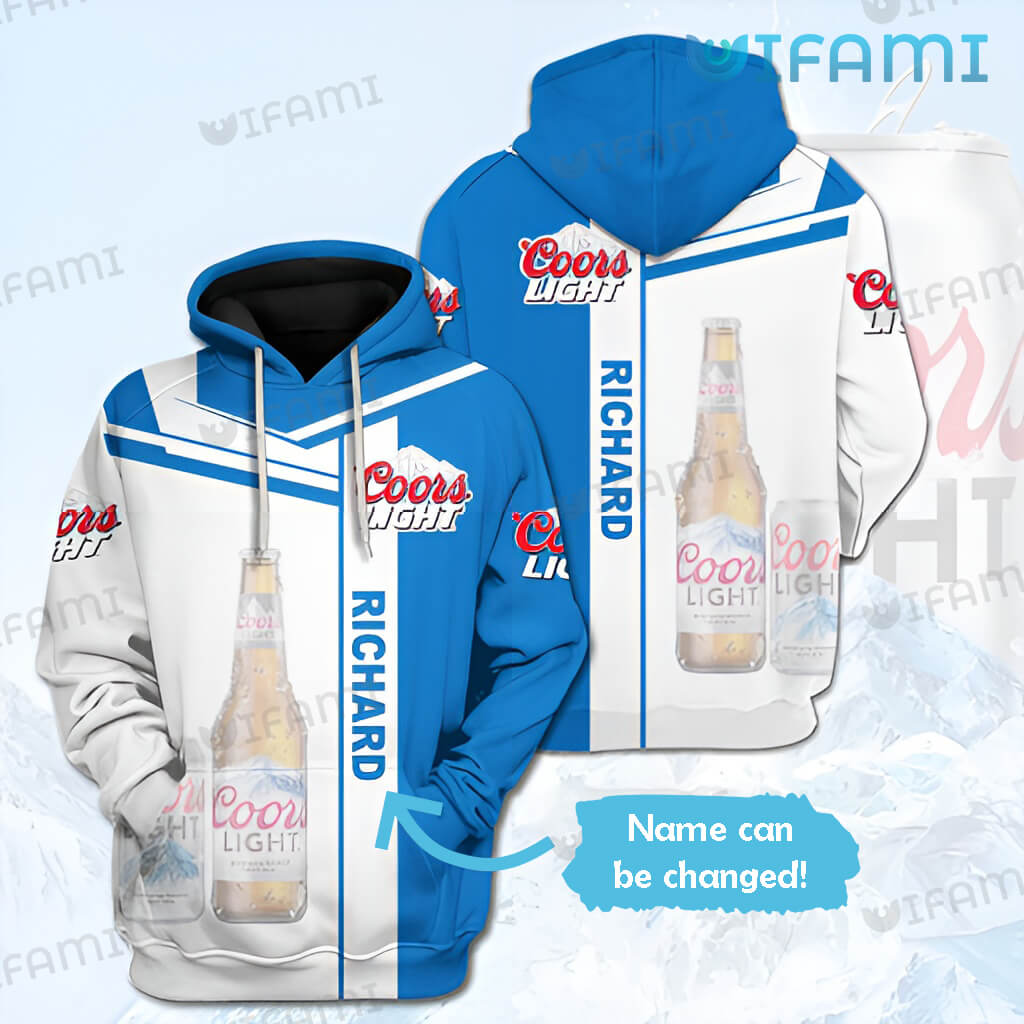 Classic Custom Name Coors Light  3D White Blue Hoodie Beer Lovers Gift