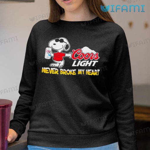 Coors Light Shirt Snoopy Never Broke My Heart Beer Lovers Gift