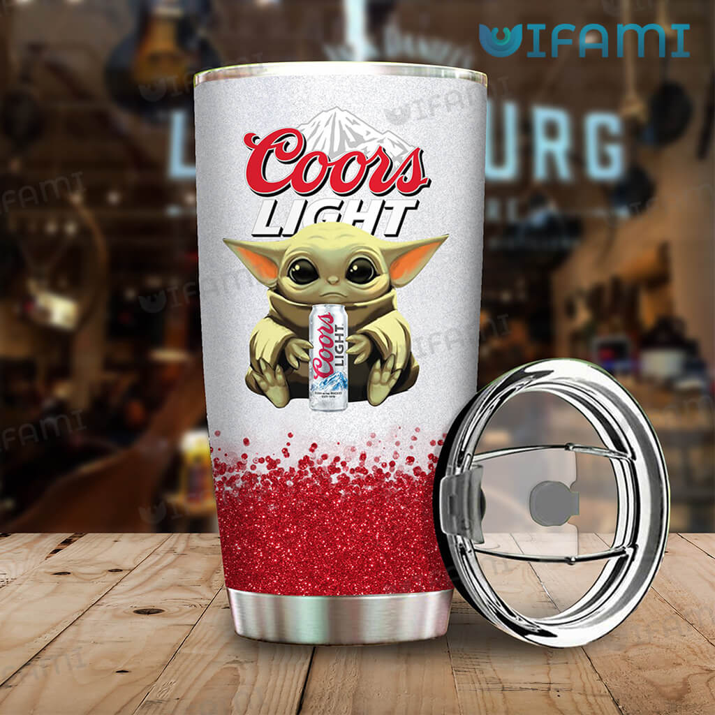 Cute Coors Light Baby Yoda Hugging Can Tumbler Beer Lovers Gift