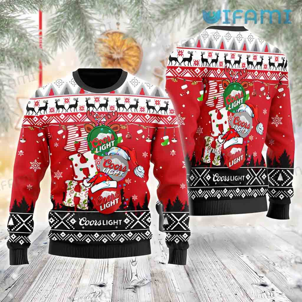 Cute Coors Light Ugly Christmas Ho Ho Ho Sweater Beer Lovers Gift