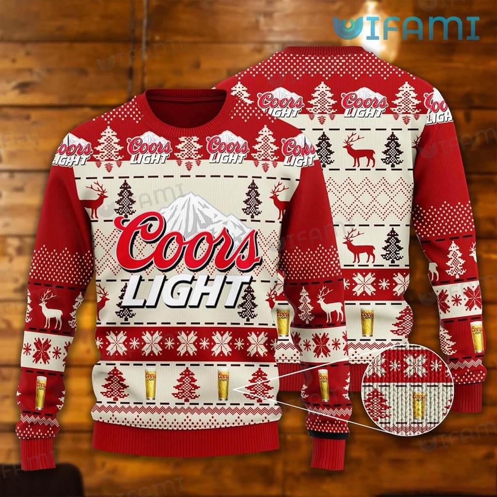 Adorable Coors Light Ugly Christmas Mountain Logo Sweater Beer Lovers Gift