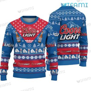 Coors Light Ugly Christmas Sweater Snowflakes Reindeer Beer Lovers Gift