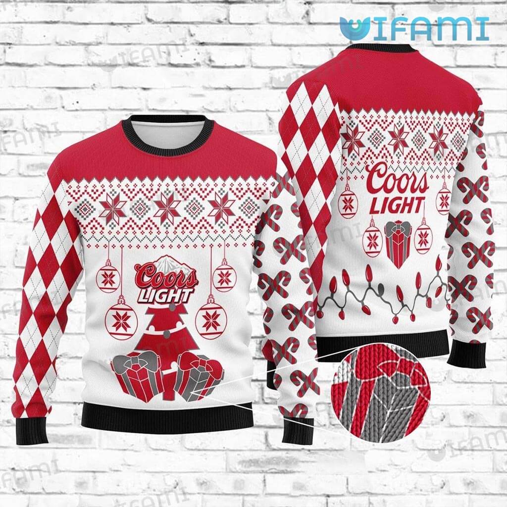 Funny Coors Light Ugly Christmas Tree Sweater Gift For Beer Lovers
