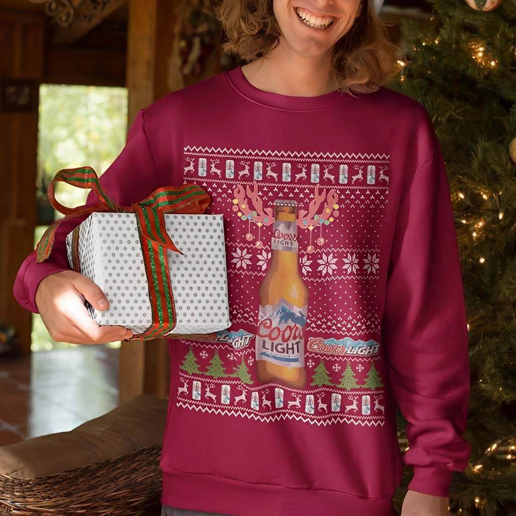 Special Coors Light Ugly Reindeer Horn Bottle Sweater Beer Lovers Gift