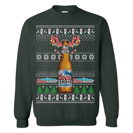 Coors Light Ugly Sweater Reindeer Horn Bottle Beer Lovers Gift