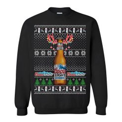 Coors Light Ugly Sweater Reindeer Hord Bottle Beer Lovers Present Black