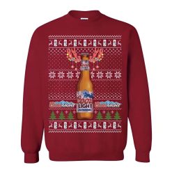 Coors Light Ugly Sweater Reindeer Hord Bottle Beer Lovers Present Red