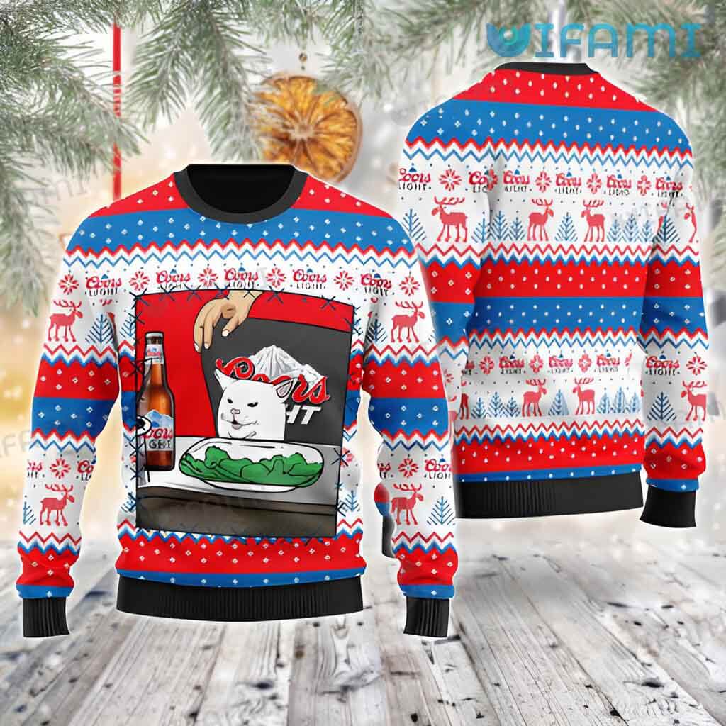 Unique Coors Ugly Cat Meme Christmas Sweater Gift For Beer Lovers