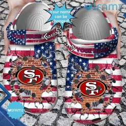 Custom Name 49ers Crocs Broken USA Flag San Francisco 49ers Gift