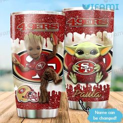 Custom Name 49ers Tumbler Baby Groot Baby Yoda San Francisco 49ers Gift