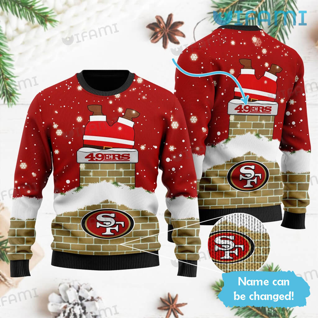 Adorable Custom Name 49ers Ugly Santa Chimney Sweater San Francisco 49ers Gift