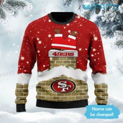 Custom Name 49ers Ugly Sweater Santa Chimney San Francisco 49ers Present Front