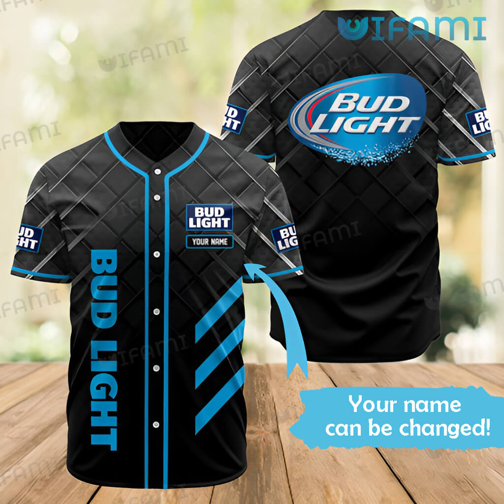 Awesome Custom Name Black Bud Light Baseball Jersey Beer Lovers Gift