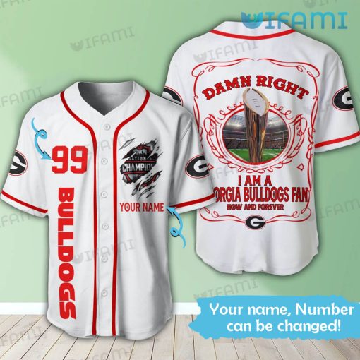 Georgia Bulldogs Baseball Jersey Damn Right I Am A Georgia Bulldog Fan Personalized Gift