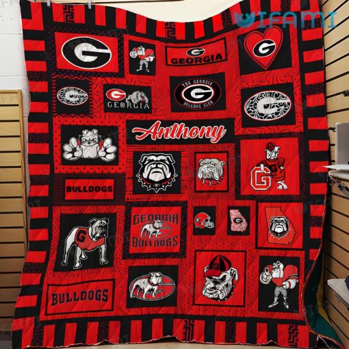 Georgia Bulldogs Blanket Logo Mascot Custom Name GA Football Gift
