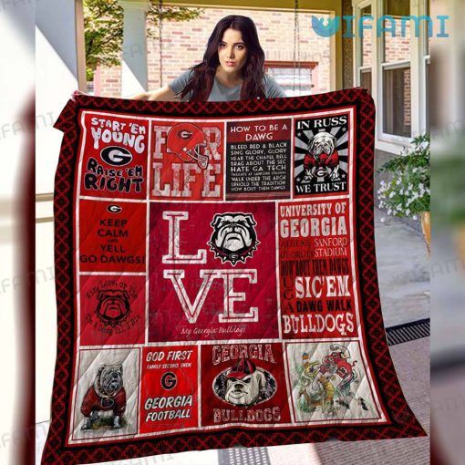 Georgia Bulldogs Blanket Love My Georgia Bulldogs Football Gift