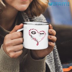 Georgia Bulldogs Coffee Mug Heart Butterfly UGA Gift Enamel Camping Mug