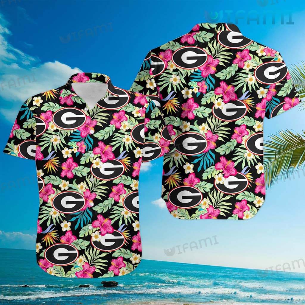 Colorful Georgia Bulldogs Hawaiian Shirt Hibiscus GA Football Gift
