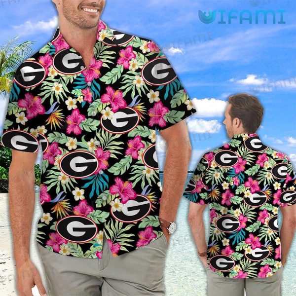 Georgia Bulldogs Hawaiian Shirt Hibiscus GA Football Gift