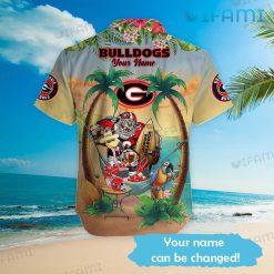 Georgia Bulldogs Hawaiian Shirt Mascot Custom Name GA Football Present Back