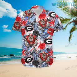 Georgia Bulldogs Hawaiian Shirt Mascot Tropical Plants GA Football Present Front