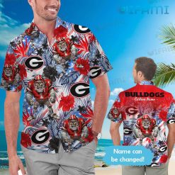 Georgia Bulldogs Hawaiian Shirt Mascot Tropical Plants GA Football Present Man