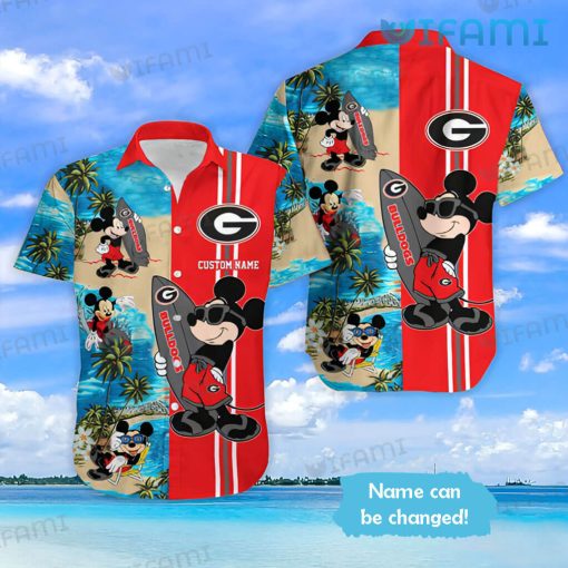 Georgia Bulldogs Hawaiian Shirt Mickey Custom Name GA Football Gift