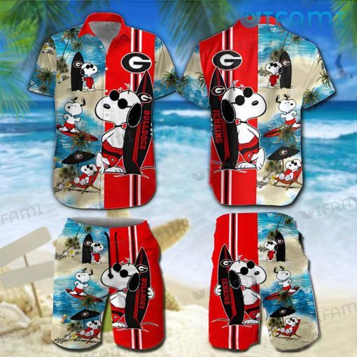 Georgia Bulldogs Hawaiian Shirt Snoopy Surfing Custom Name GA Football Gift