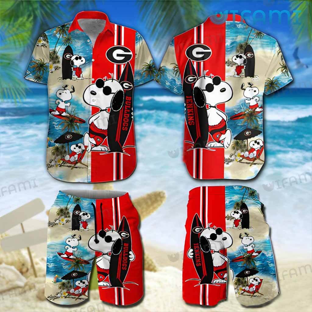 Perfect Custom Name Georgia Bulldogs Snoopy Surfing Hawaiian Shirt  GA Football Gift