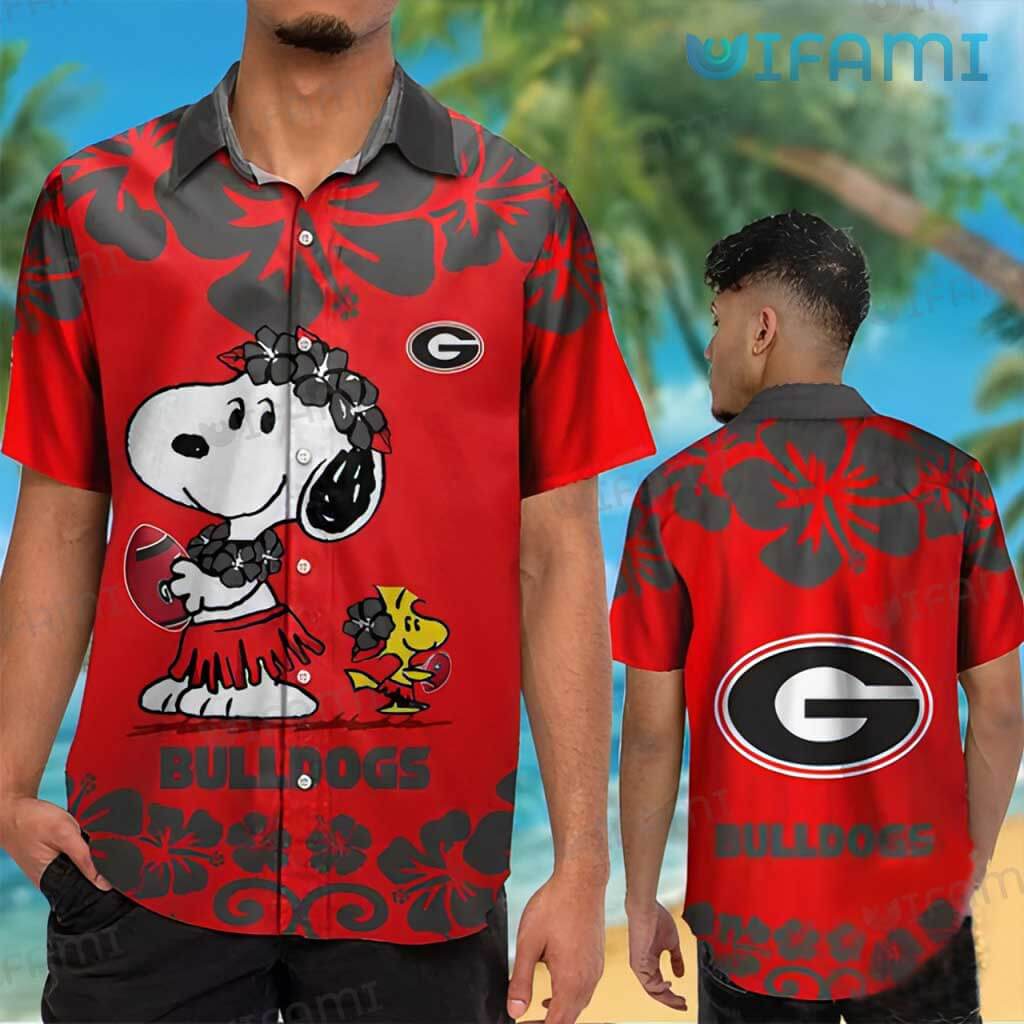 Cute Georgia Bulldogs Snoopy Woodstock Hawaiian Shirt GA Football Gift