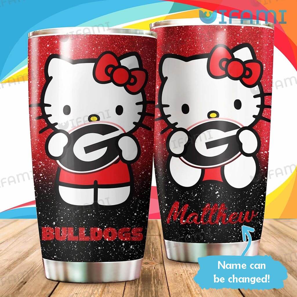 Adorable Custom Name Georgia Bulldogs Hello Kitty  Tumbler Georgia Bulldogs Gift
