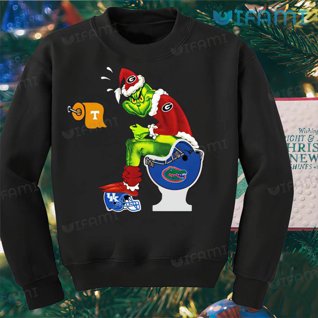 Black Georgia Football Santa Grinch Toilet Shirt  Bulldogs Football Gift