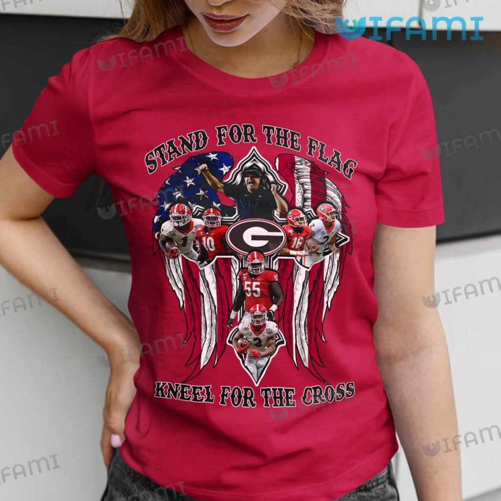 Great Georgia Football Stand For The Flag Kneel For The Cross Shirt  Gift