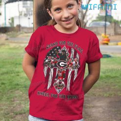 Georgia Football Shirt Stand For The Flag Kneel For The Cross Kid Tshirt