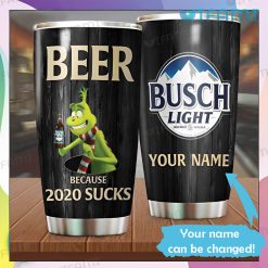 Grinch Tumbler Busch Light Beer Custom Name Christmas Gift