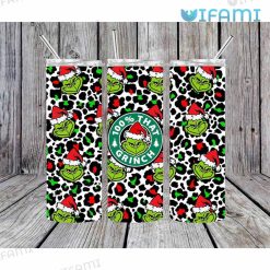 Grinch Tumbler Leopard Pattern Christmas Gift