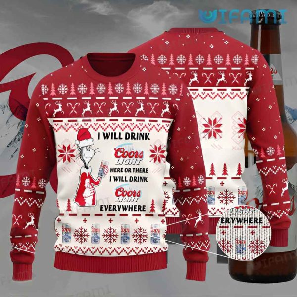 I Will Drink Coors Light Ugly Sweater The Cat In The Hat Christmas Gift