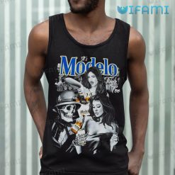 Its Modelo Time Foo Shirt Skeleton With Girl Beer Lovers Tank Top