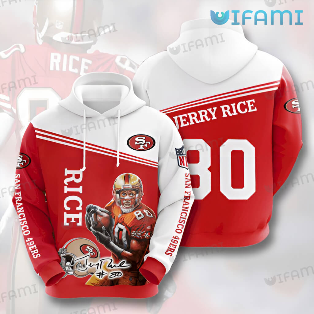 Cute Jerry Rice 3D Signature 80 Hoodie San Francisco 49ers Gift