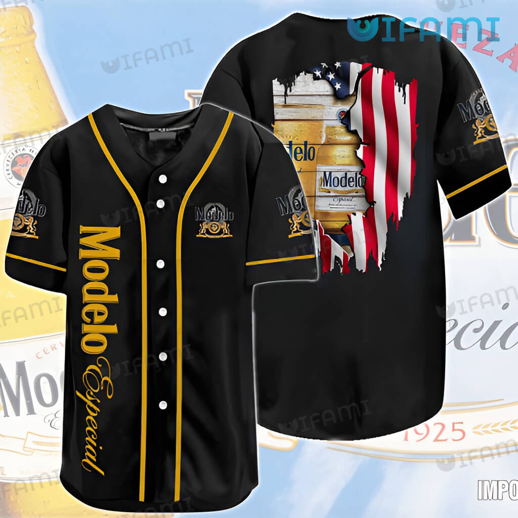 Original Modelo Broken USA Flag Baseball Jersey Beer Lovers Gift