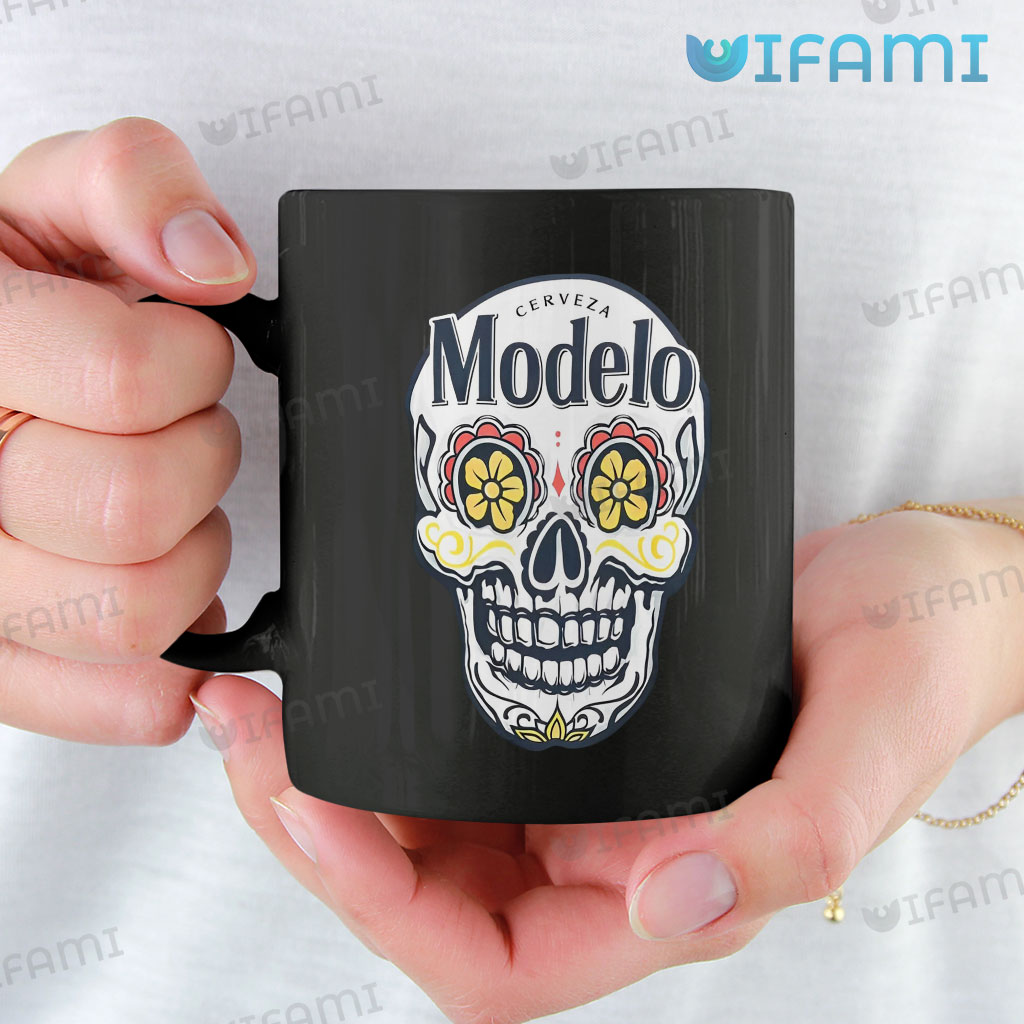Modelo Beer Mug Skull Floral Beer Lovers Gift