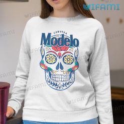Modelo Beer Shirt Floral Skull Beer Lovers Sweatshirt