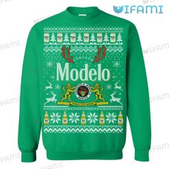 Modelo Christmas Sweater Classic Gift For Beer Lovers Green