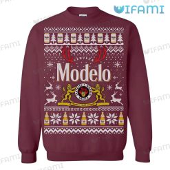 Modelo Christmas Sweater Classic Gift For Beer Lovers Maroon Style